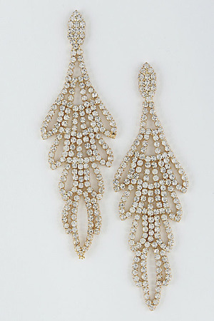 Rhinestone Drop Patterned Formal Earrings 6HBI1